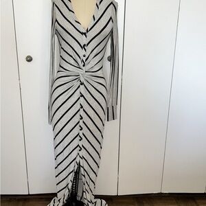 Striped Gray Maxi Dress
